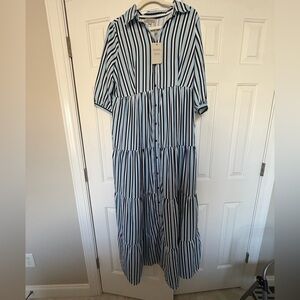 Kimi and Kai Blue and White Striped Dress